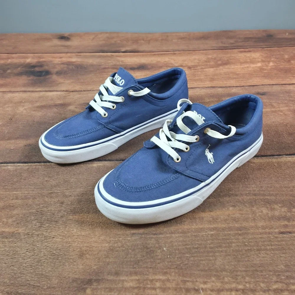Polo Ralph Lauren Faxon X Sneakers Mens 7.5 Blue Good Canvas Low Top Shoes